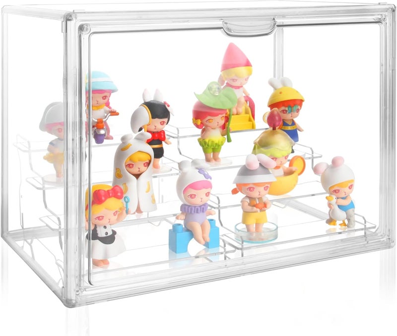 Cutora Clear Acrylic Display Case, 4 Tier Acrylic Blind Box for Figures, Dustproof Storage Organizer with Magnetic Door for Action Figures, Stackable Collectibiles Showcase for Doll Toy Car Model - Image 4